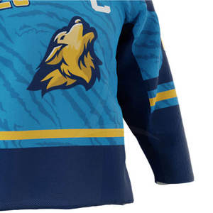 เสื้อเจอร์ซีย์ฮ็อกกี้น้ำแข็งแบบออกแบบโลโก้ของคุณเองผ้าโพลีเอสเตอร์100% แบบระบายอากาศได้แบบแห้งเร็วบริการ OEM - Product Image 6