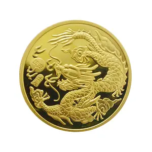 カスタムメイド中国干支ドラゴンクロームメッキメタリックミラーエフェクトコイン