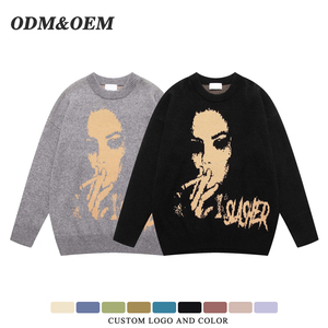 Custom Make OEM & ODM <b>Men</b> <b>Sweaters</b> Jacquard Cartoon Pullover Knitwear Fashion Knit <b>Sweater</b> Crew Neck Cotton Black Custom <b>Sweater</b> - Product Image 4