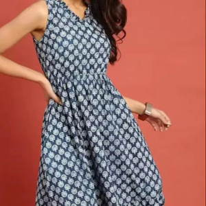 Vestido MIDI bordado floral para mujer 100% algodón ajustado y acampanado debajo de la rodilla estilo de fiesta informal para Primavera/Verano - Product Image 1