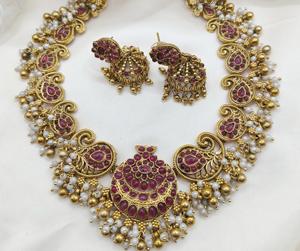 Ensemble collier ras-de-cou et boucles d'oreilles plaqué or de qualité supérieure, style traditionnel, pour femme, idéal pour les fêtes et les mariages - Product Image 2
