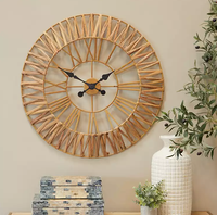 Reloj de pared romano de alambre de hierro y Metal de ratán Natural de latón AK, reloj de pared de Diseño de Interiores elegante para salón de casa o dibujo de habitación