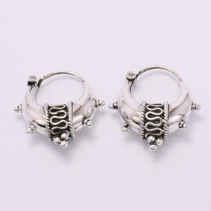 Men's & Women's 925 Sterling <b>Silver</b> <b>Hoop</b> Earrings Fine Vintage Style 2.6 CM Half Moon Handmade & Gold Plated Jewelry Gift - Product Image 3