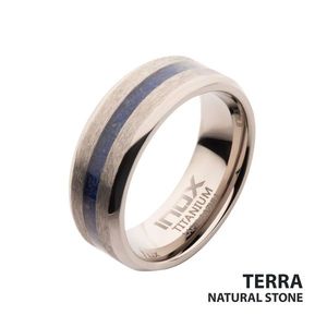Matte Finish Comfort Fit <b>Ring</b> <b>Lapis</b> <b>Lazuli</b> Stone Inlay Titanium Stainless Steel Trendy Titanium Ovale Cut Diamond for Weddings - Product Image 5