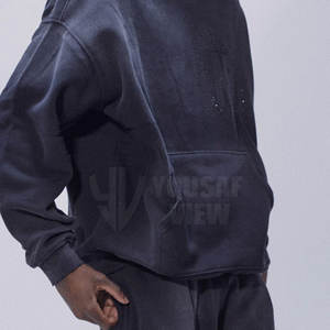 Survêtement à capuche respirant pour hommes avec strass décontracté solide impression vêtements d'hiver à vendre en ligne - Product Image 4