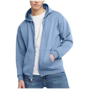 เสื้อฮู้ดมีซิปสำหรับผู้ชายผ้านุ่มเฮฟวี่เวทวัสดุทำจากวัสดุสีทึบออกแบบได้ตามต้องการ - Product Image 1