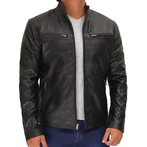 Custom <b>Retro</b> Classic Blue <b>Leather</b> Racing <b>Jacket</b> for Men Casual Winter Oem Logo Patch Design Motorcycle <b>Jacket</b> - Product Image 5