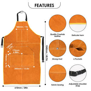 Delantales de trabajo de cuero hechos a medida Unisex Material duradero Protector ignífugo Anti-Corte Características Estilos de ropa de seguridad Jugadores - Product Image 2