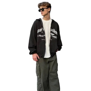 Sudaderas con Cierre y Bolsillos Bordados, Estilo Hip Hop Casual, Corte Holgado, Diseño 2026, Ropa Urbana, Descuento por Volumen, Personalizables - Product Image 1