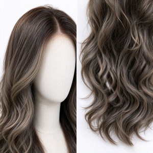 Peluca Larga Ondulada de Fibra Sintética para Mujer, Color Marrón Oscuro con Reflejos, Ondas de Aspecto Natural para Uso Diario, Fiestas y Moda - Product Image 5