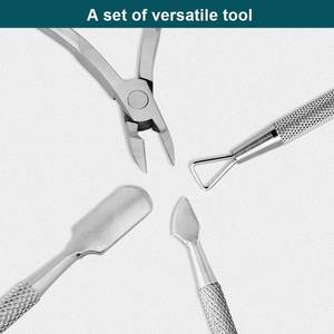 Ensembles de tondeuse à manucure professionnelle outils de pince à cuticules ongles en acier inoxydable peau morte enlèvement des cuticules pince à ongles et ensemble de poussoir - Product Image 2