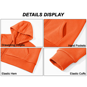 Meilleure vente Sweat-shirts à capuche surdimensionnés avec logo brodé personnalisé Fermeture éclair Cordon de serrage Poids lourd 450GSM Bordure et poignets côtelés Vêtements d'hiver pour femmes - Product Image 6