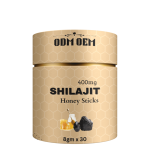 Private Label Himalayan 30 Stick Pack Shilajit y extractos líquidos de miel 400mg 8gm Sabor a naranja Shilajit Honey Sticks - Product Image 1