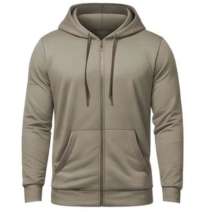 Ropa de hombre personalizada de color sólido con cremallera completa Sudadera con capucha transpirable 100% algodón ropa deportiva sudaderas para hombres en precio al por mayor - Product Image 1