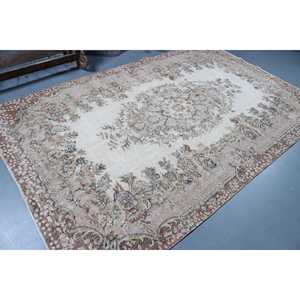 Tapis turc vintage 5,7x9,4 pi (173x286 cm), tapis uni brun - Product Image 2