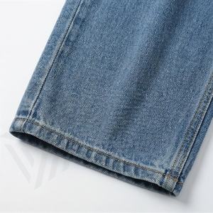 Jeans en denim taille haute pour femmes, fermeture éclair, jambe large, vintage, poches latérales, respirant, pantalon plat, streetwear pour femmes, couleur personnalisée - Product Image 6