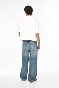 Cheap Street Wear <b>Stack</b> Denim Pants Cotton Baggy Stacked Jeans Men Long Straight Pants Washed Wide Leg Trousers for Man - Product Image 2