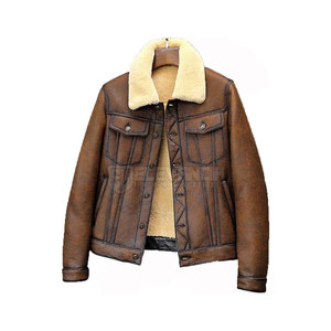 Vestes en peau de mouton pour hommes de haute qualité fabriquées au Pakistan conception personnalisée vêtements d'hiver à capuche taille XS tissu de laine matériel en gros - Product Image 1