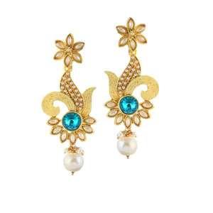 Kriaa Gold-Plated Blue Austrian Stone Dangler <b>Earrings</b> Pack of 6 <b>Fine</b> <b>Cuff</b> Jewelry-1305740 - Product Image 1