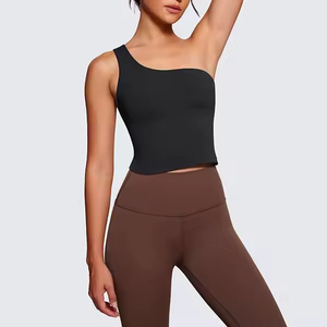 Twill Impex One Shoulder Athletic Crop Top para mujer Tanque de entrenamiento asimétrico para gimnasio, baile, fitness personalizado OEM - Product Image 5