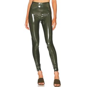 Pantalon slim de haute qualité en PU vert, taille élastique, style crayon, longueur intégrale, mode printemps - Product Image 3