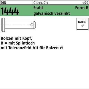 Pasador de Seguridad DIN 1444/ISO 2341, Orificio B 16 X 55/49, Acero Electrogalvanizado, 1 Pieza - Product Image 1