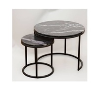 Table d'appoint moderne de haute qualité en fer, plateau en métal, finition noire, design classique de luxe, fabrication artisanale, respectueuse de l'environnement, pour salon