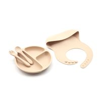 Sumber produsen peralatan makan bayi silikon Bib mangkuk silikon sendok garpu makanan tambahan mangkuk makan silikon peralatan makan
