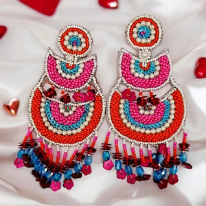 2025 Trending New Fashion Jewelry Embroidery Earrings Handmade Beaded Embroidery Earrings for Women and <b>Girls</b> From India - Product Image 1