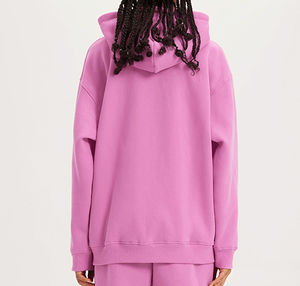 Sweat à capuche uni en coton de haute qualité pull en éponge française épaisse et lourde sweat à capuche surdimensionné en polaire à épaules tombantes pour femmes - Product Image 3