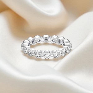 E-F กะรัต/VVS-VS เพชรโมอิสซาไนต์กลมตัดเต็มรูปแบบชุดแหวนแต่งงานทำด้วยทองคำขาวสำหรับผู้หญิง3.30กะรัต - Product Image 2