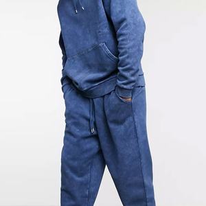OEM haute qualité 100% coton polaire sweats à capuche pantalons de survêtement délavés à l'acide survêtements décontractés pour hommes écologique grande taille pour l'hiver - Product Image 4