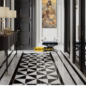 Carreaux de sol incrustés de marbre naturel noir aiguisés polyvalents pour l'entrée Escalier de chambre extérieur Beaux sols de maison durables - Product Image 1