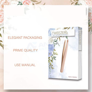 Latest Style Slanted Tip Stainless Steel Eyebrow Tweezers Private Label Beauty <b>Tool</b> for Eyebrow Clipping ANAAIF - Product Image 6