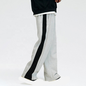 Streetwear personnalisé pour hommes Pantalon évasé baggy rayé à jambes larges Style décontracté Double taille lourde épaisse surdimensionnée en toile durable - Product Image 2