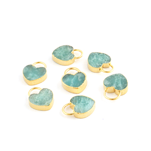 Fournisseur authentique amazonite naturelle en forme de cœur connecteur de pierres précieuses plaqué or connecteur de verrouillage de coeur tranchant fabrication de bijoux - Product Image 4