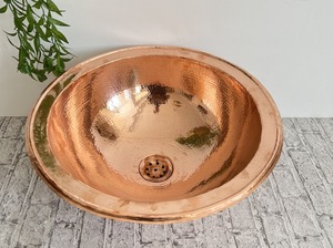 Vasque de salle de bain en cuivre martelé antique, finition brillante, de luxe, faite à la main, à poser sur un meuble, pour maison et hôtel - Product Image 2