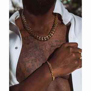 กำไลข้อมือแบบ Cuban Link ขนาด 6 มม. ชุบทอง 14K ดีไซน์เรขาคณิตทันสมัย สไตล์ศาสนา ทำจากสแตนเลส ทองแดง ทองเหลือง ประดับมุก เพชร เหมาะสำหรับเป็นของขวัญ - Product Image 6