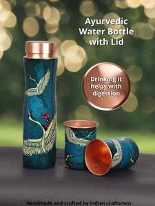 Juego de 2 botellas de cobre puro con acabado liso brillante de estilo antiguo con diseño a prueba de fugas y durabilidad de larga duración - Product Image 4