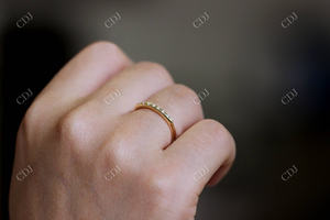 Sept diamants bague de mariage laboratoire cultivé CVD diamant bandes de mariage maigre mince bague de mariage en gros blanc jaune or Rose anneaux - Product Image 3