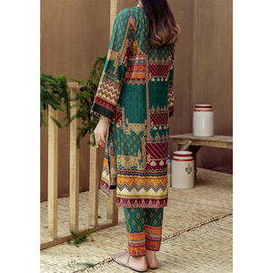 Robe de pelouse et coton brodée lourde pour femmes nouveauté collection élégante dames Shalwar Kameez costumes Maxi - Product Image 2