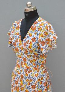 Main indienne bloc coton bloc imprimé robe femme élégante mode robe personnalisée mariée mariage cadeau été porter robe vente - Product Image 4