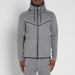 Sudaderas con capucha con cremallera completa de invierno con logotipo personalizado impreso, chándal para correr, chándal para hombre, ropa deportiva de dos piezas de poliéster Tech Fleece - Product Image 2