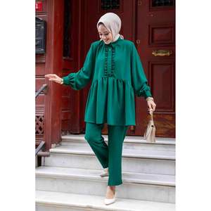 Emerald Front Frilled Hijab 2 piezas Modest Set - Product Image 1
