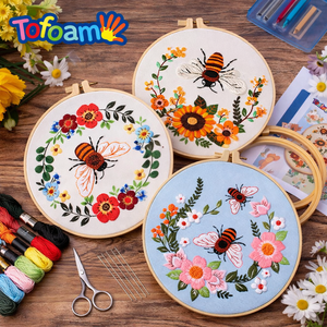 Kit de <span class=keywords><strong>Bordado</strong></span> TOFOAM OEM con Diseño de Flores y Hierba, Instrucciones <span class=keywords><strong>Paso</strong></span> <span class=keywords><strong>a</strong></span> <span class=keywords><strong>Paso</strong></span> para Principiantes en Punto de Cruz, Tela para Bordar - Product Image 2