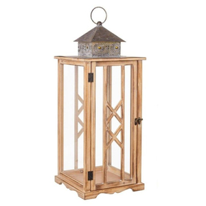 Lanterne en bois exclusive avec couvercle en métal bougeoir accessoires d'éclairage de conception antique pour les fêtes et les mariages à bas prix - Product Image 3