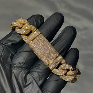 Pulsera de Oro Rosa Chapada en Oro con Certificación IGI para Hombre, Brazaletes Personalizados con Cadena Cubana, Diamantes de Imitación VVS Moissanite, Regalo - Product Image 2