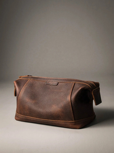 Neceser de Cuero Genuino de Capacidad Media con Cierre de Cremallera, Estilo Vintage, Duradero, para Viajes, para Hombres y Mujeres - Product Image 4