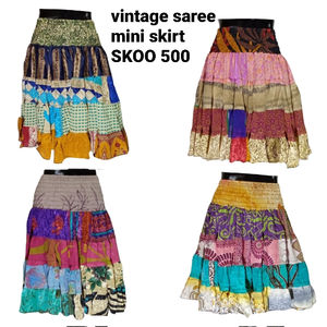 Nuevo Mini Sari Bohemio de Alta Costura para Mujer, Ecológico, Natural, Cómodo, Antiestático, de Rayón con Decoración Bordada - Product Image 2