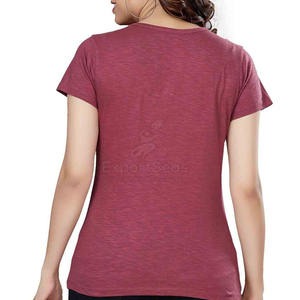 Séchage rapide coton Polyester fait femmes col en v t-shirts confortables femmes de haute qualité col en v t-shirts - Product Image 2